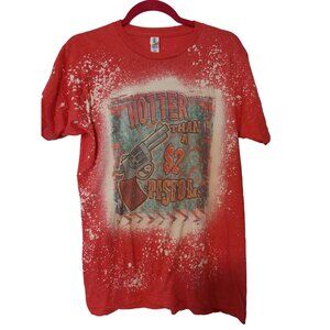 Hotter Than A $2 Pistol Splatter T-Shirt Red Medium Tultex Cotton Polyester Unis